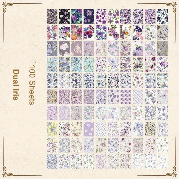 Romantic Floral - 100pcs Scrapbook Paper Set - IEEBEE