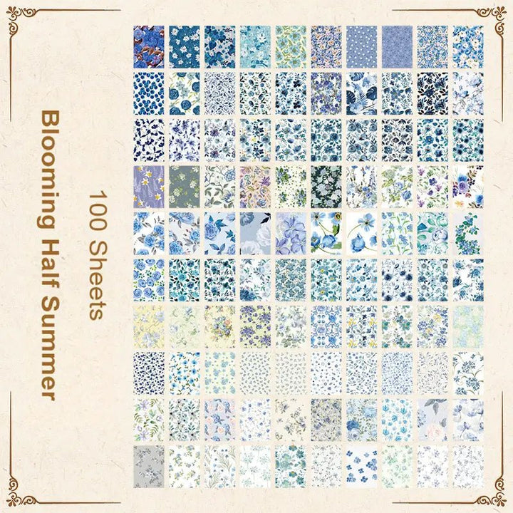 Romantic Floral - 100pcs Scrapbook Paper Set - IEEBEE