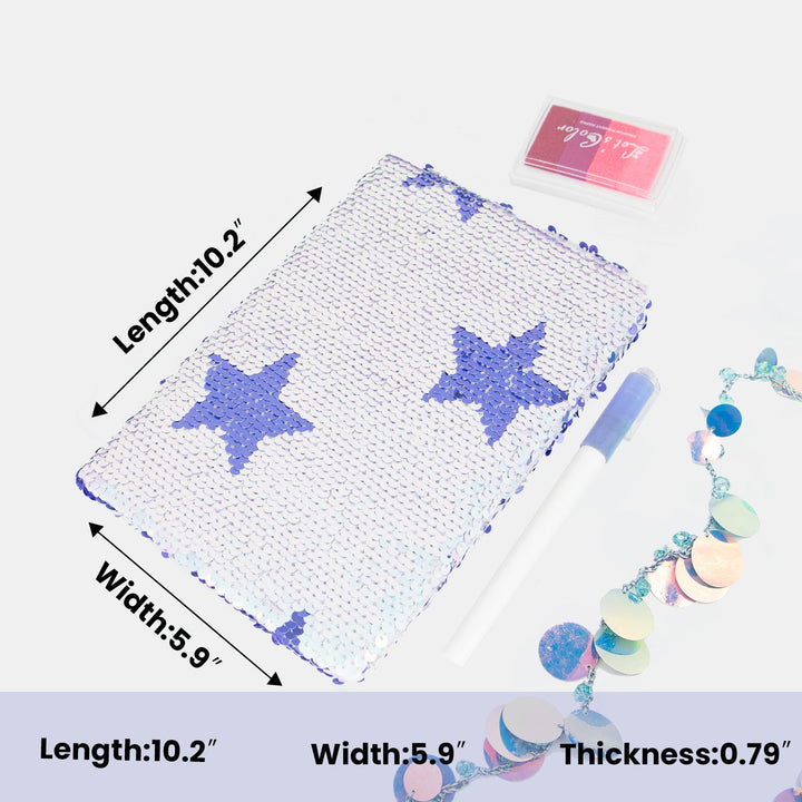 Shining Stars - A5 Reversible Sequin Notebook - IEEBEE