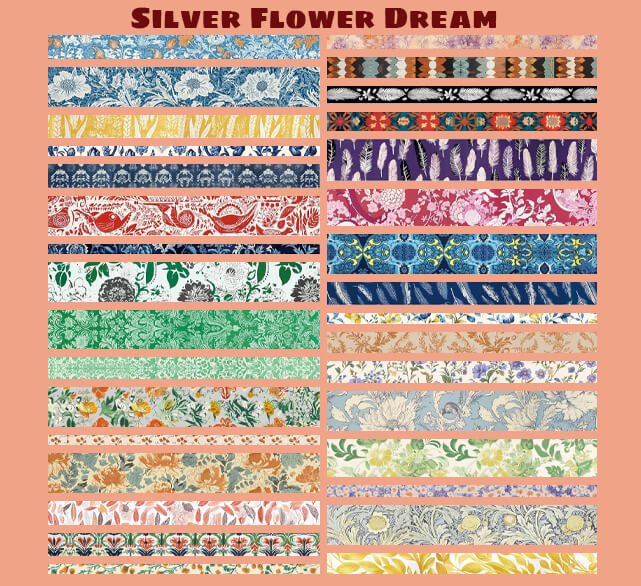 Silver Flower Dream - 32 Rolls Washi Tape Set - IEEBEE