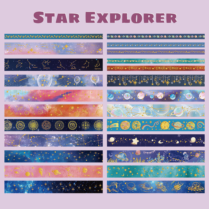 Star Explorer - 24 Rolls Gold Foil Washi Tape Set - IEEBEE