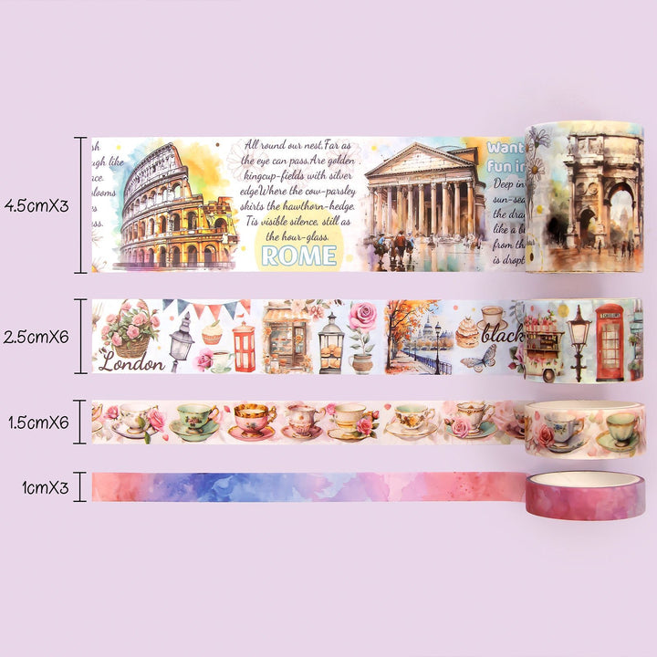 Strolling The World Ⅰ - 18 Rolls Washi Tape Set - IEEBEE