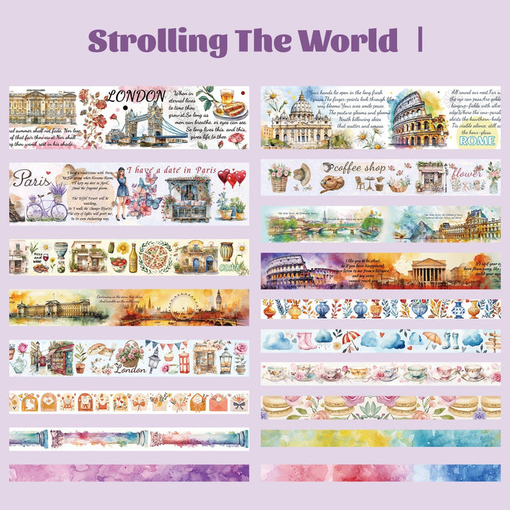 Strolling The World Ⅰ - 18 Rolls Washi Tape Set - IEEBEE