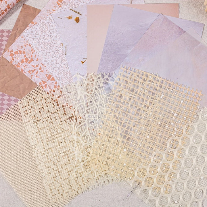 Textured Aesthetic - 15pcs Scrapbook Paper Set - IEEBEE