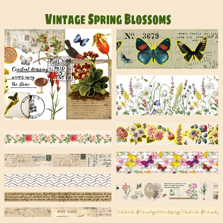 Vintage Spring Blossoms - 37 Rolls Washi Tape Set (Ordinary packaging) - IEEBEE