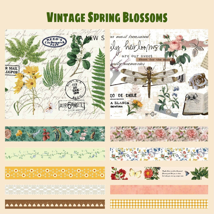 Vintage Spring Blossoms - 37 Rolls Washi Tape Set (Ordinary packaging) - IEEBEE