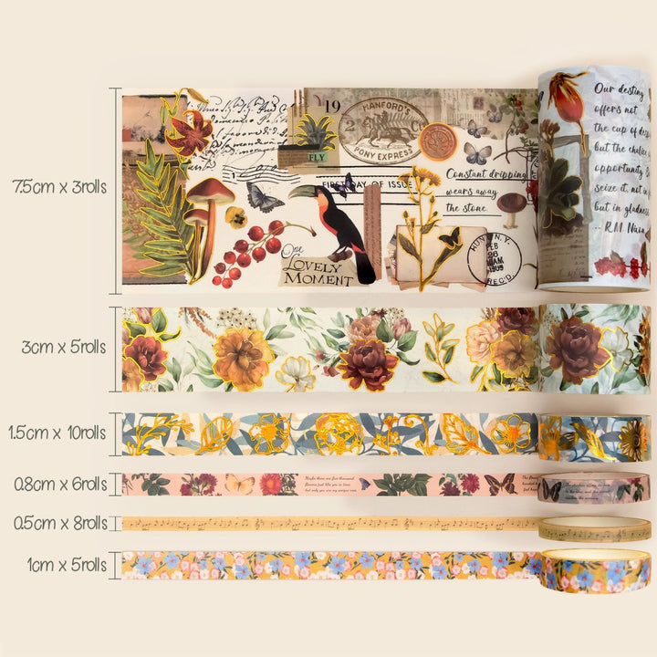 Vintage Spring Blossoms - 37 Rolls Washi Tape Set (Ordinary packaging) - IEEBEE