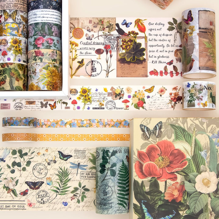 Vintage Spring Blossoms - 37 Rolls Washi Tape Set (Ordinary packaging) - IEEBEE