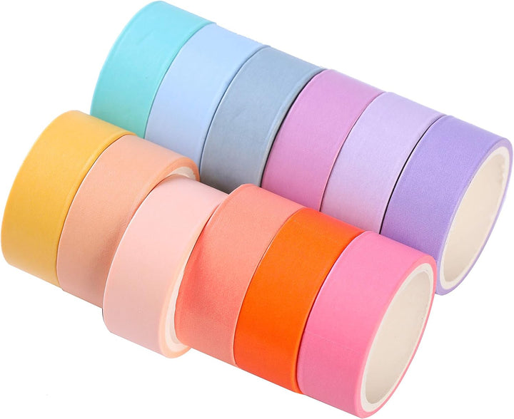 15mm Wide 30 Rolls Rainbow Colored Washi Tape Set - IEEBEE